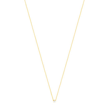 Collier solitaire plaqué or jaune zirconias serti 4 griffes 45cm