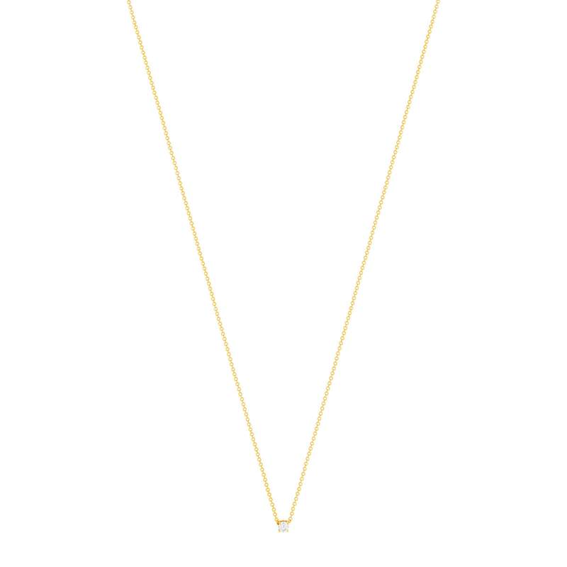 Collier solitaire plaqué or jaune zirconias serti 4 griffes 45cm - vue 2