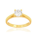 Bague plaqué or jaune zirconias serti 4 griffes - vue 1