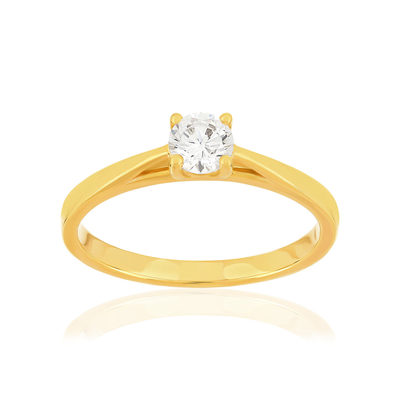 Bague plaqué or jaune zirconias serti 4 griffes - vue 1