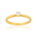 Bague plaqué or jaune zirconias serti 4 griffes - vue 1