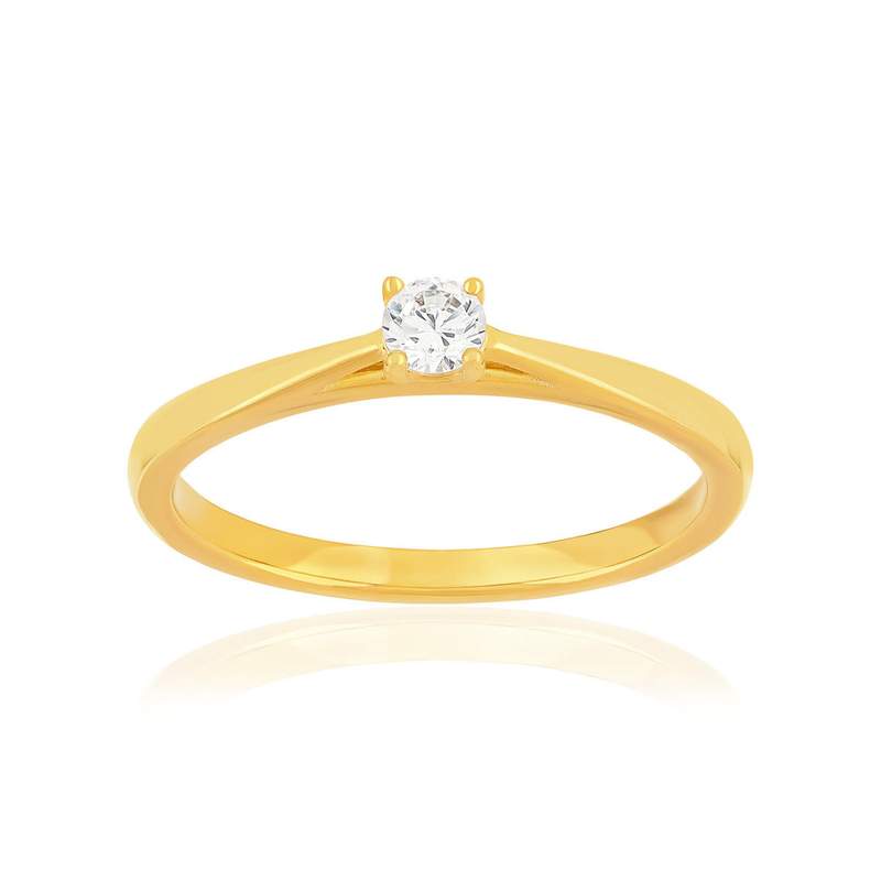 Bague plaqué or jaune zirconias serti 4 griffes - vue 1