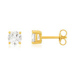 Boucles d'oreilles plaqué or jaune zirconias serti 4 griffes - vue 1