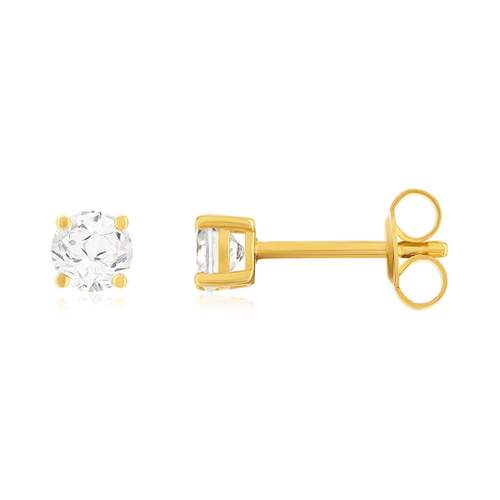 Geelgouden zirkonia oorbellen set met 4 klauwen