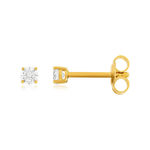 Boucles d'oreilles plaqué or jaune zirconias serti 4 griffes - vue 1