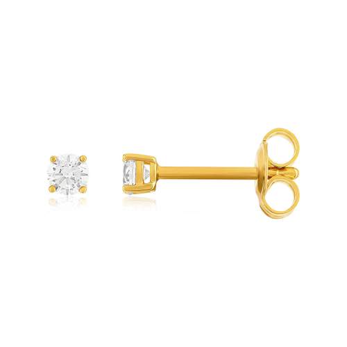 Boucles d'oreilles plaqué or jaune zirconias serti 4 griffes