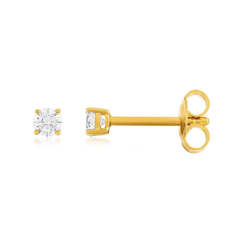 Boucles d'oreilles plaqué or jaune zirconias serti 4 griffes - vue 1