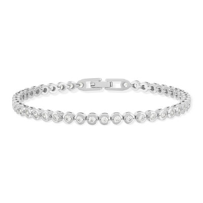 Tennis bracelet silver 925 zirconias closed setting 19.5cm
