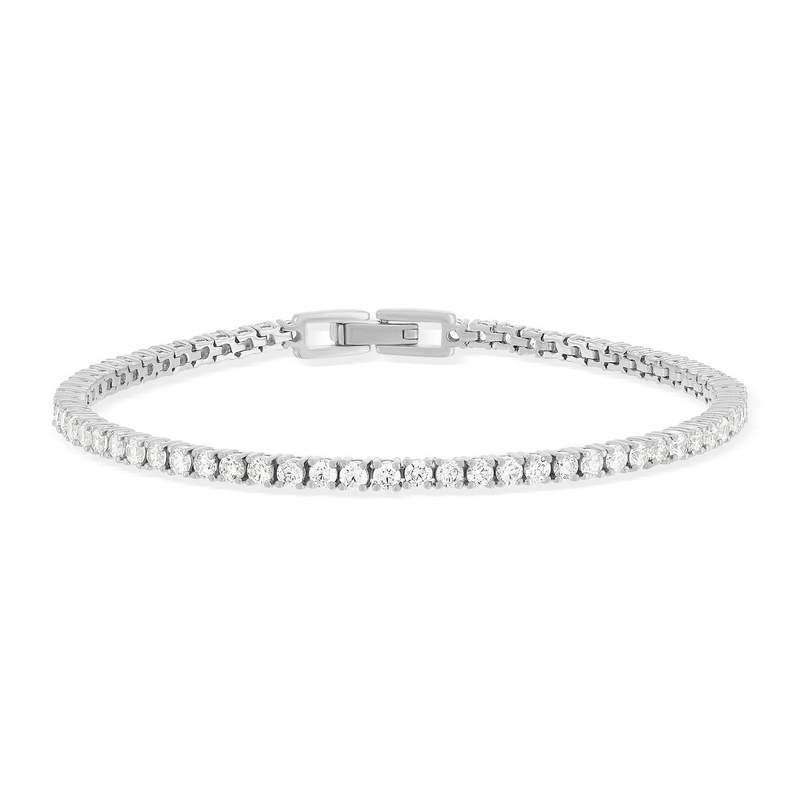 Bracelet tennis argent 925 zirconias serti 4 griffes 19.5cm - vue 1
