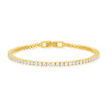 Bracelet tennis plaqué or jaune serti 4 griffes 19,5cm - vue 1