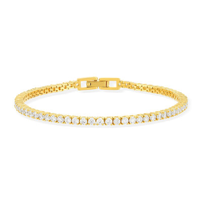 Bracelet tennis plaqué or jaune serti 4 griffes 19,5cm
