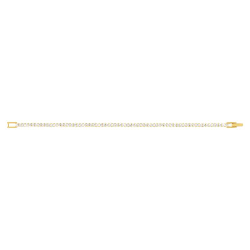 Bracelet tennis plaqué or jaune serti 4 griffes 19,5cm - vue 2