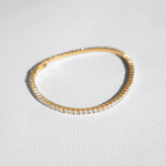 Bracelet tennis plaqué or jaune serti 4 griffes 19,5cm - vue D1