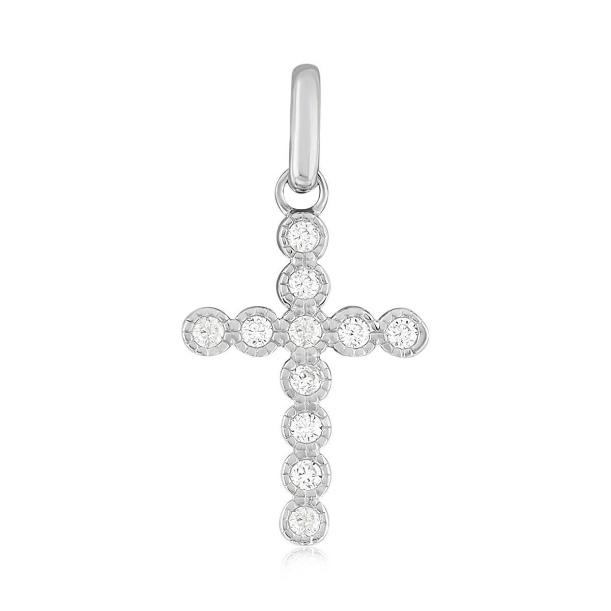 Pendentif croix argent 925 et zirconias