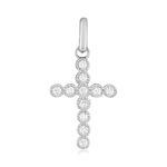 Pendentif croix argent 925 et zirconias - vue 1
