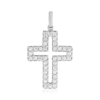 Pendentif croix argent 925 et zirconias