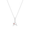 Collier argent 925 émail maille jaseron initiale fleur 38 cm - vue V1