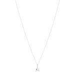 Collier argent 925 émail maille jaseron initiale fleur 38 cm - vue 2