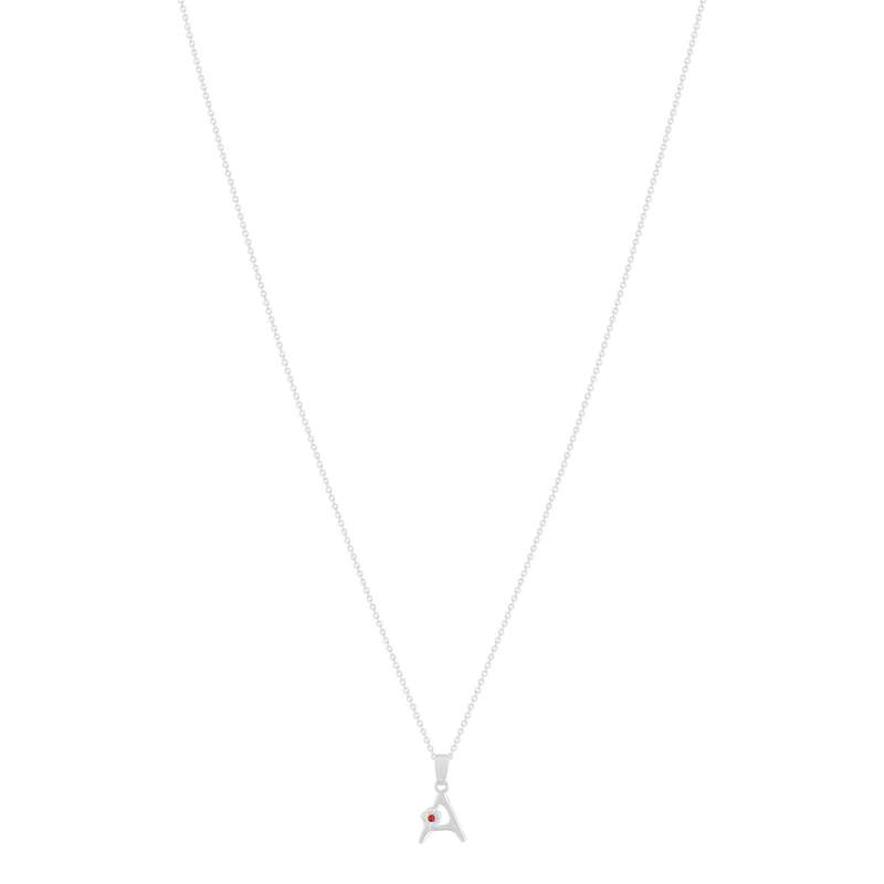 Collier argent 925 émail maille jaseron initiale fleur 38 cm - vue 2