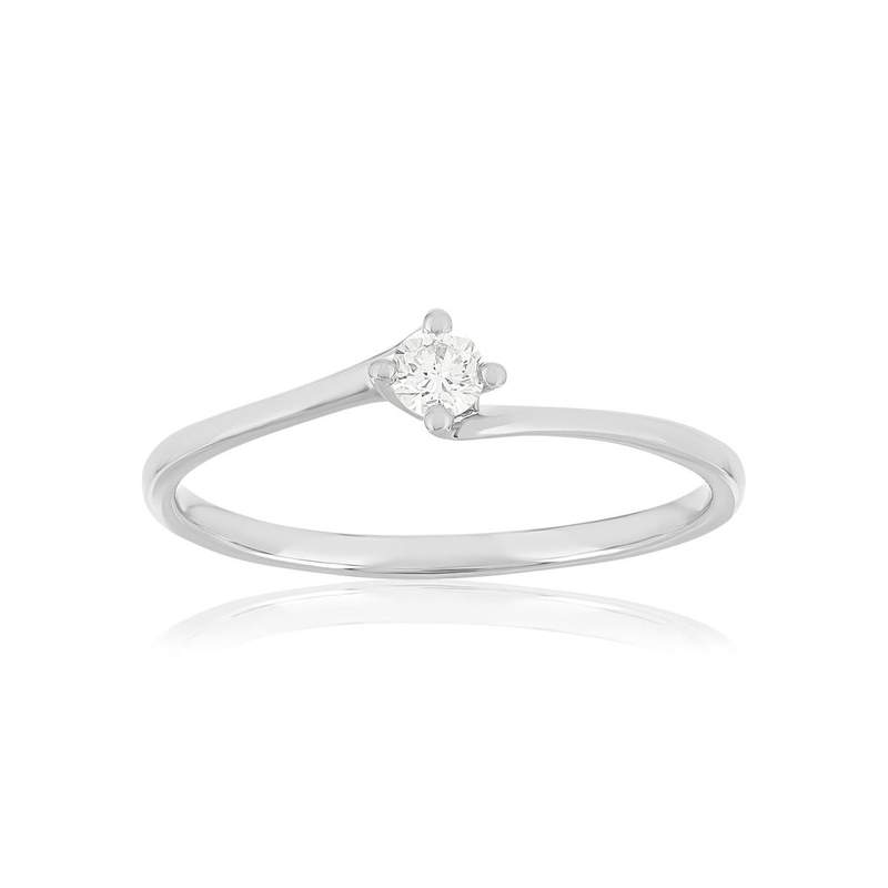 Solitaire or 750 blanc diamant HP1 0.1 carat - vue 1