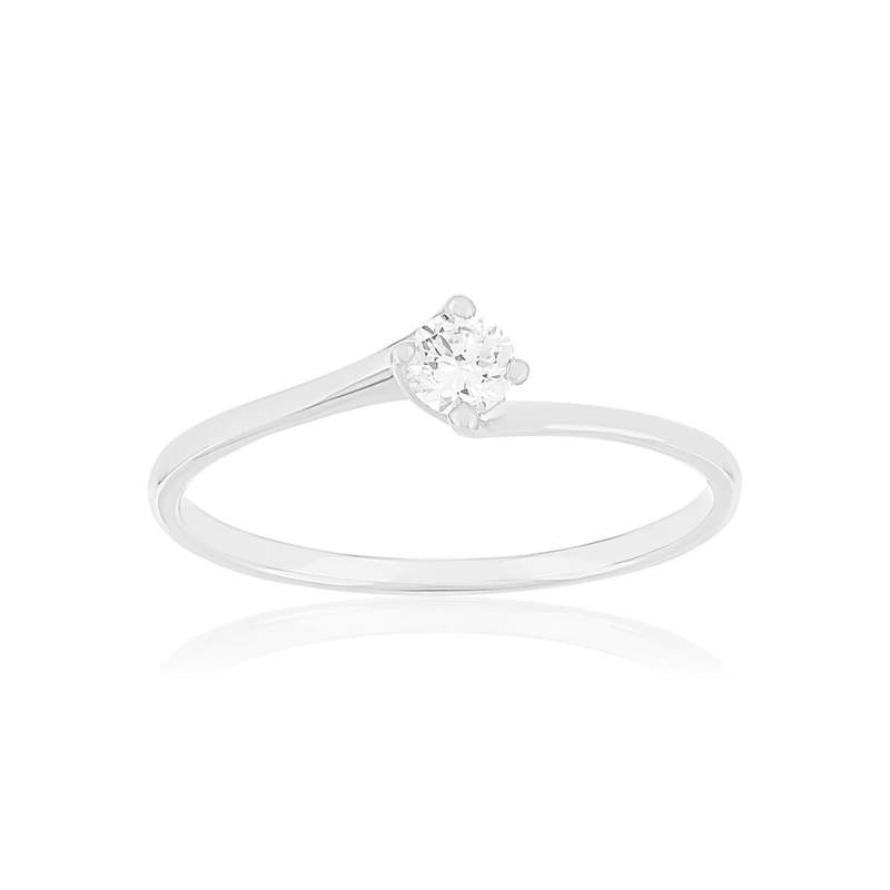 Solitaire or 750 blanc diamant HP1 0.15 carat - vue 1