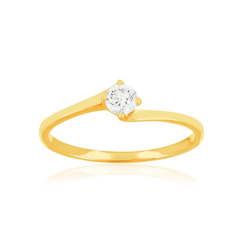 Solitaire or 750 jaune diamant HP1 0.2 carat - vue 1