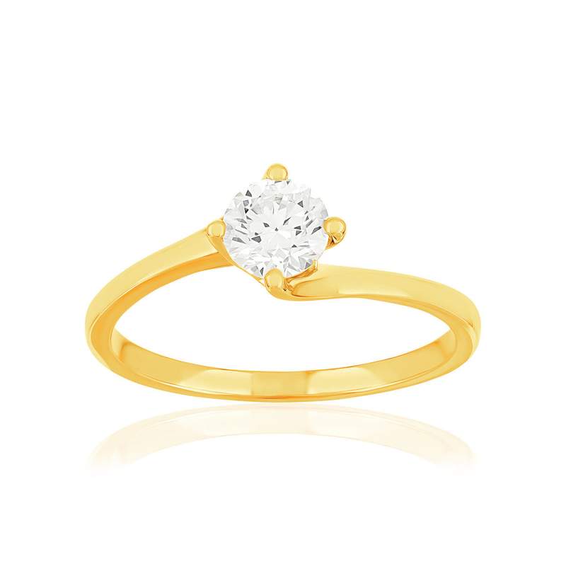 Solitaire or 750 jaune diamant HP1 0.5 carat - vue 1