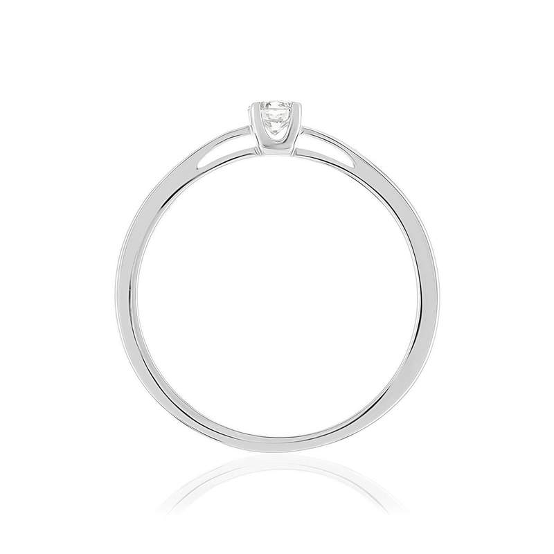 Solitaire or 750 blanc diamant HP1 0.1 carat - vue 2