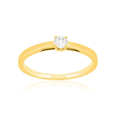 Solitaire or 750 jaune diamant HP1 0.1 carat
