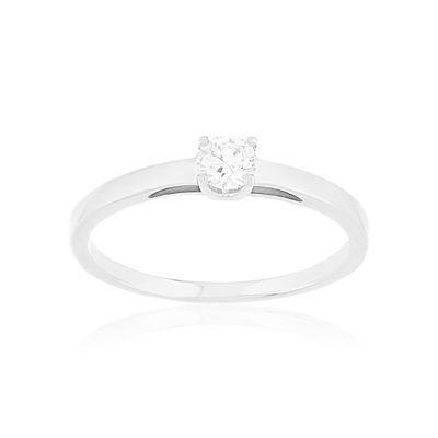 Solitaire or 750 blanc diamant HP1 0.15 carat