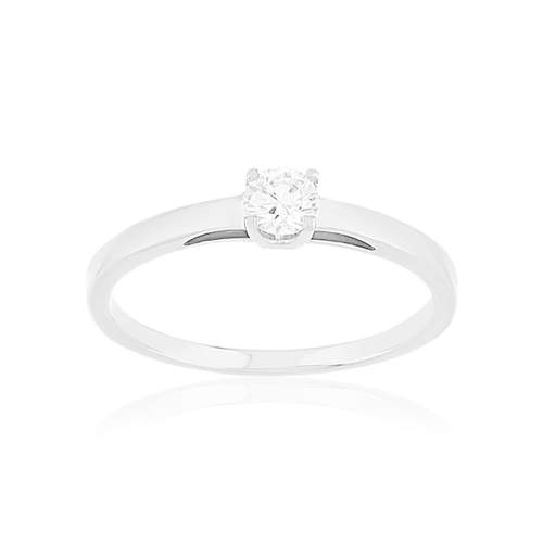 Solitaire or 750 blanc diamant HP1 0.15 carat