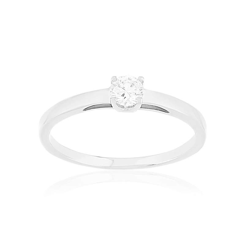 Solitaire or 750 blanc diamant HP1 0.15 carat - vue 1
