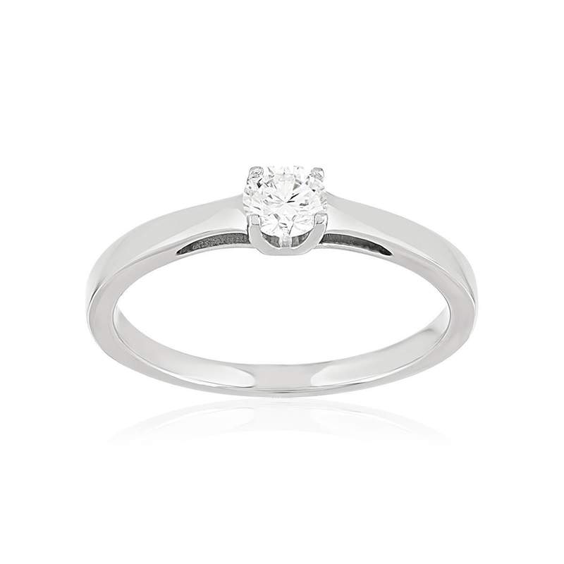 Solitaire or 750 blanc diamant HP1 0.2 carat - vue 1