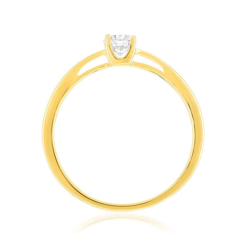 Solitaire or 750 jaune diamant HP1 0.2 carat - vue 2