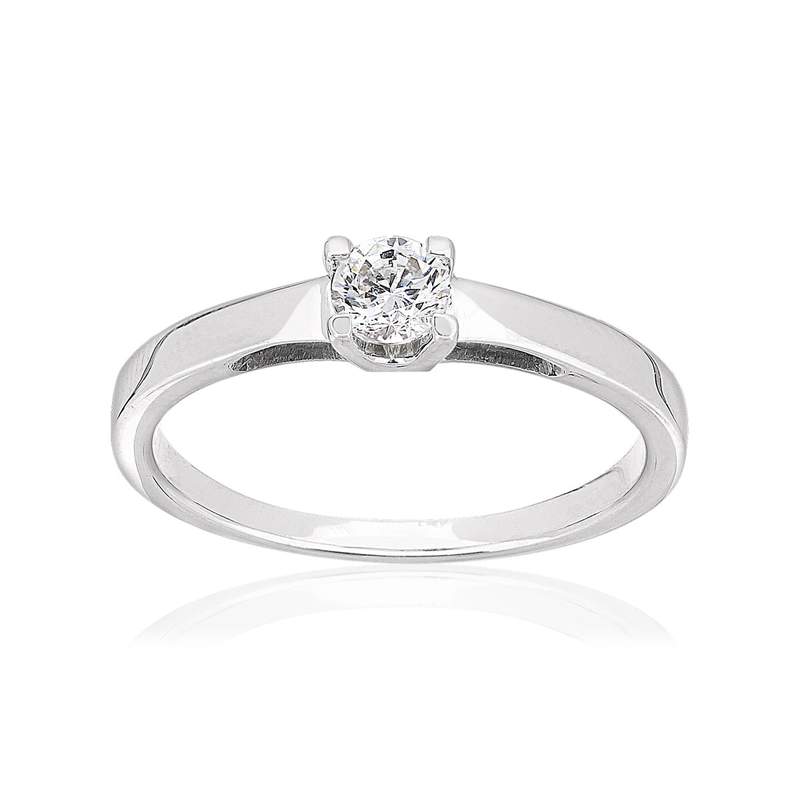 Solitaire or 750 blanc diamant HP1 0.25 carat - vue 1