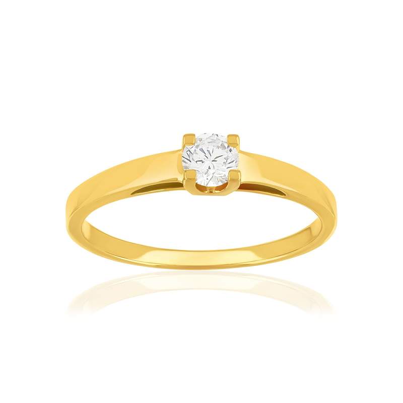 Solitaire or 750 jaune diamant HP1 0.3 carat - vue 1