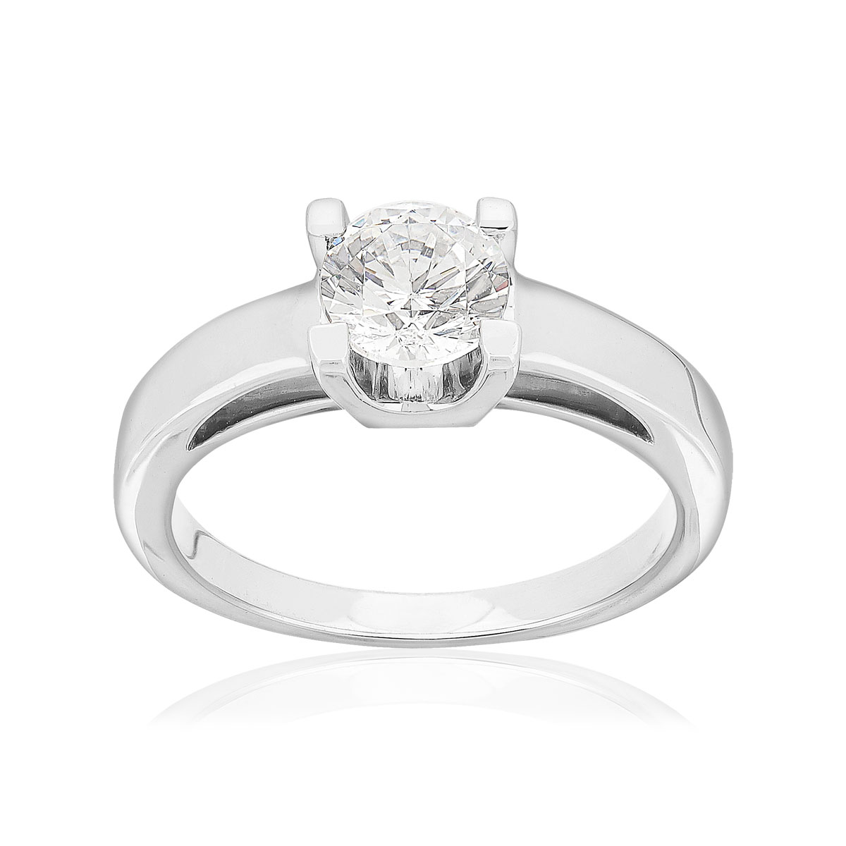 Solitaire or 750 blanc diamant HP1 1 carat