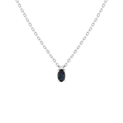 Collier argent 925 saphir 0.33 carat et zirconias 42cm