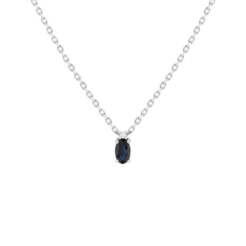 Collier argent 925 saphir 0.33 carat et zirconias 42cm - vue 1