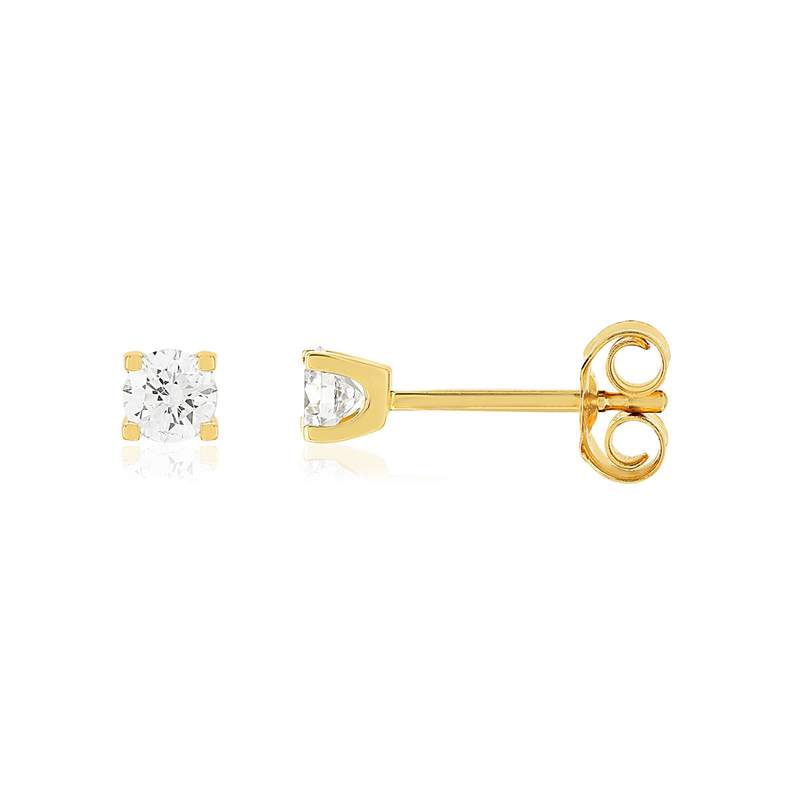 Boucles d'oreilles or 750 jaune diamant HP1 0,3 carat - vue 1