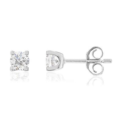 Boucles d'oreilles or 750 blanc diamant HP1 0,5 carat
