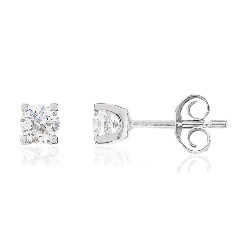 Boucles d'oreilles or 750 blanc diamant HP1 0,5 carat - vue 1