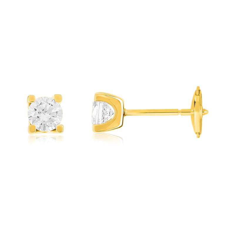 Boucles d'oreilles or 750 jaune diamant HP1 0,8 carat - vue 1