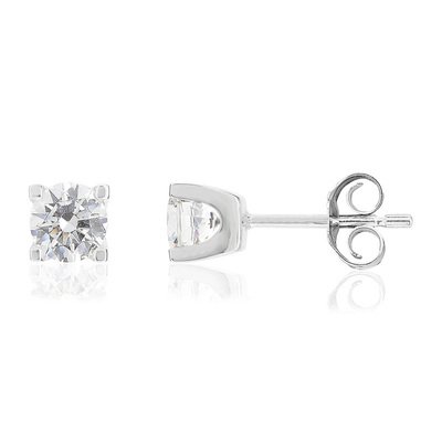Earrings gold 750 white diamond HP1 1 carat