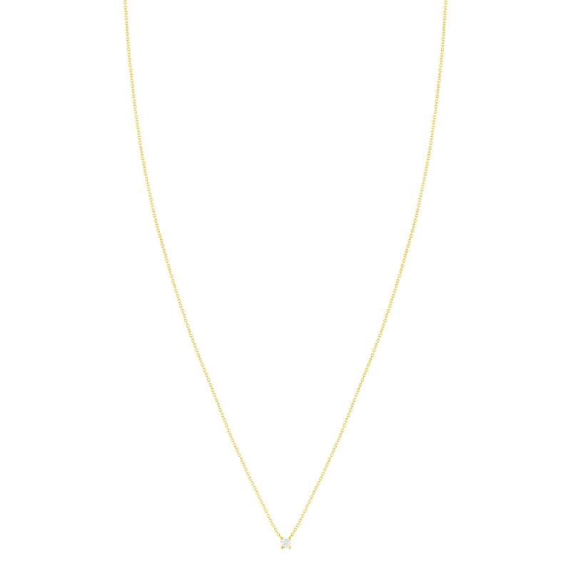 Collier solitaire or 750 jaune diamant HP1 0.2 carat 42cm - vue 1