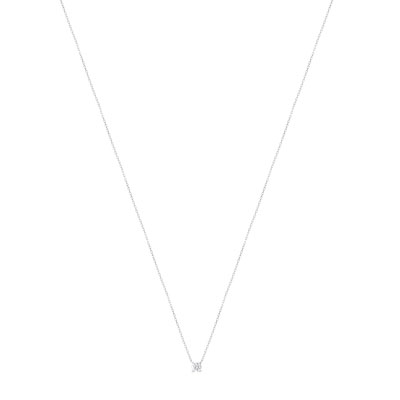 Collier solitaire or 750 blanc diamant HP1 0.25 carat 42cm
