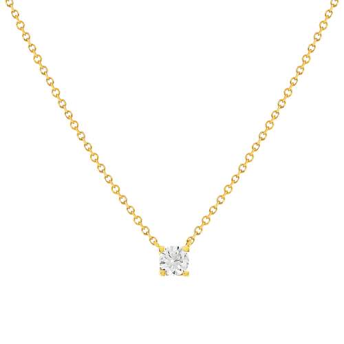 Collier solitaire or 750 jaune diamant HP1 0.25 carat 42cm