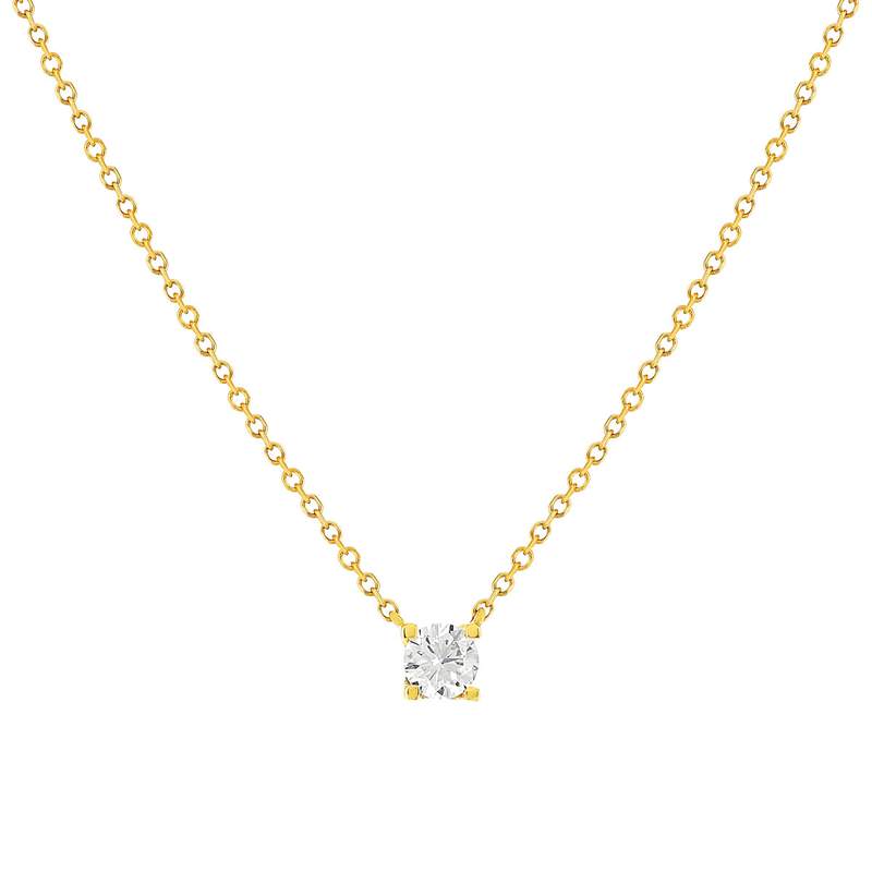 Collier solitaire or 750 jaune diamant HP1 0.25 carat 42cm - vue 1