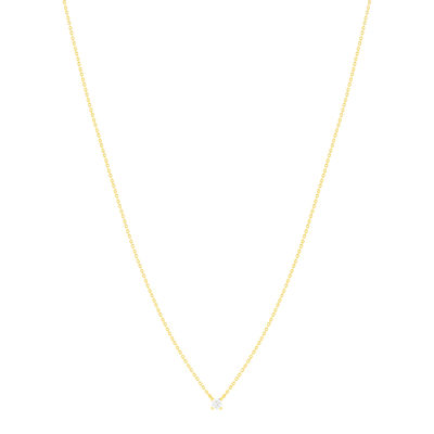 Collier solitaire or 750 jaune diamant HP1 0.3 carat 42cm