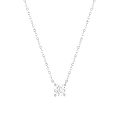 Collier solitaire or 750 blanc diamant HP1 0.4 carat 42cm